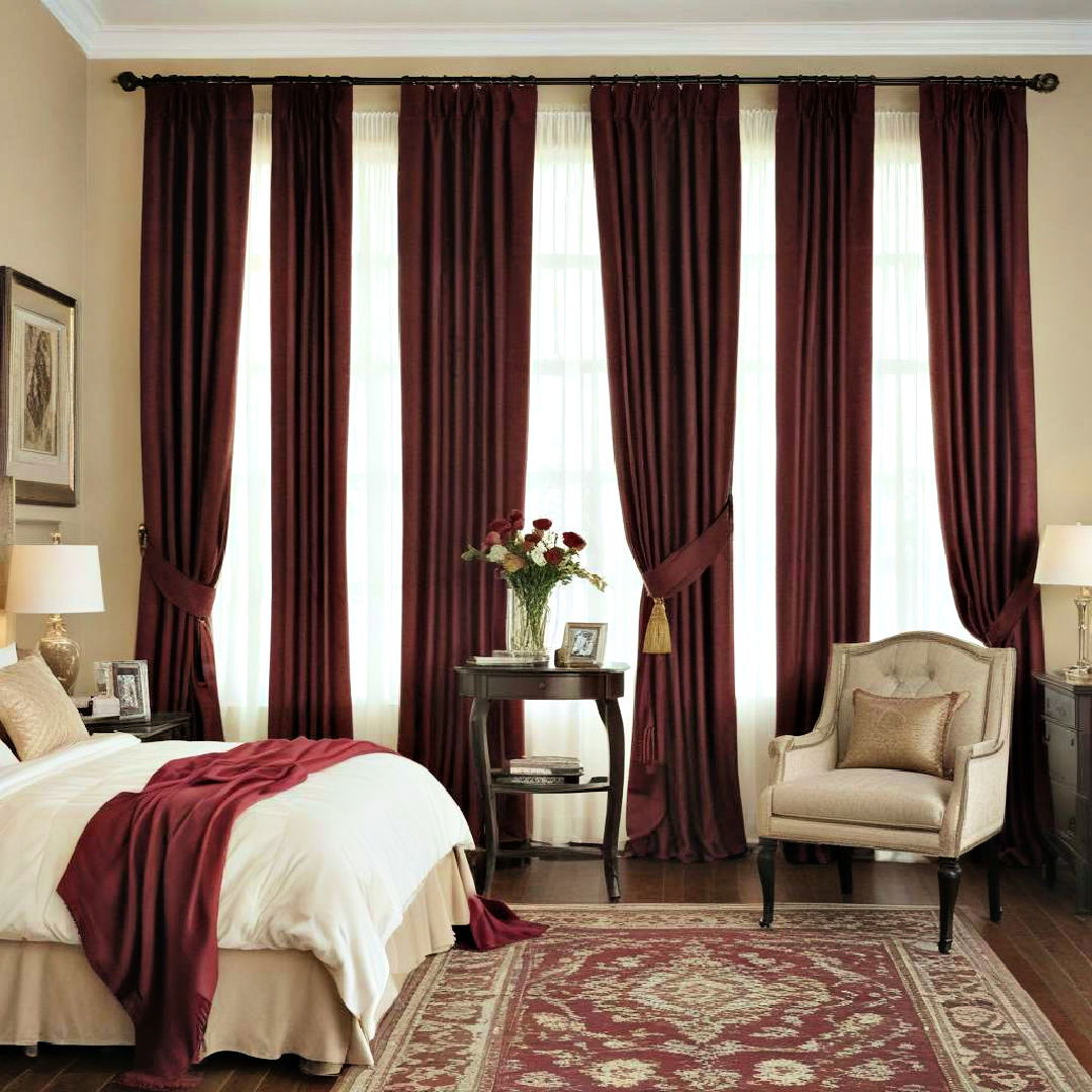 burgundy curtains for a dramatic effect