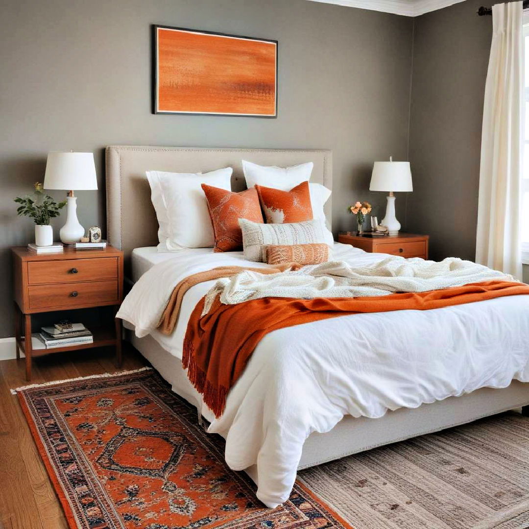 burnt orange bedside rug