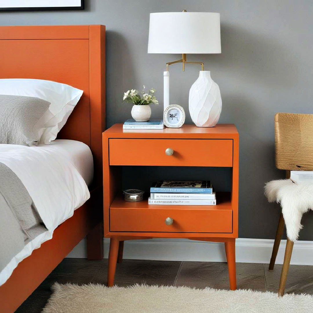 burnt orange bedside table