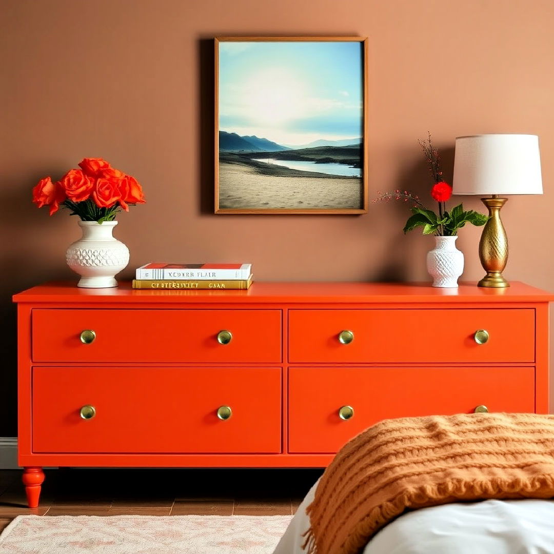 burnt orange dresser