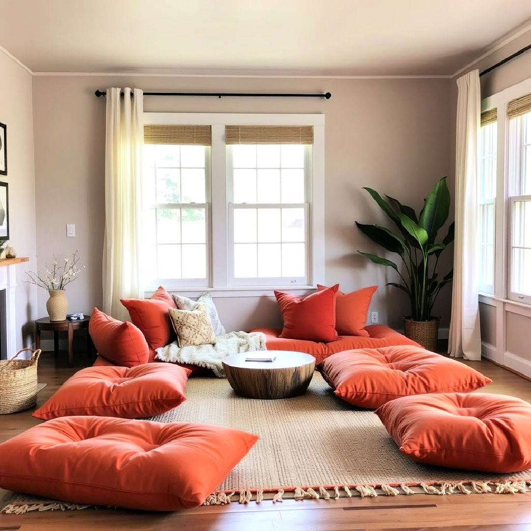 burnt orange floor cushions