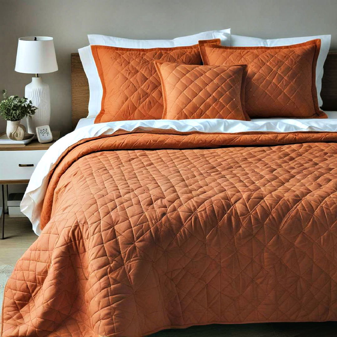 burnt orange quilted bedspread