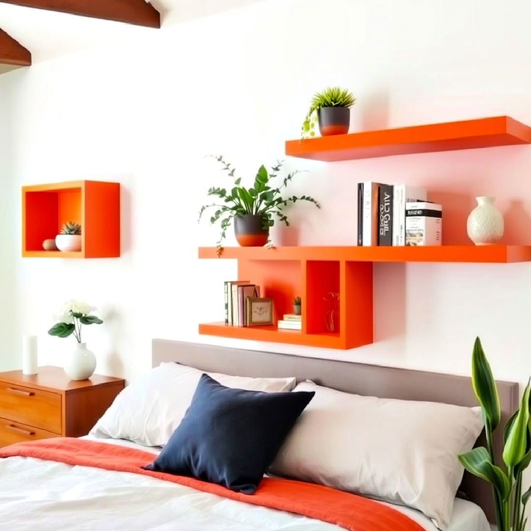 burnt orange shelving