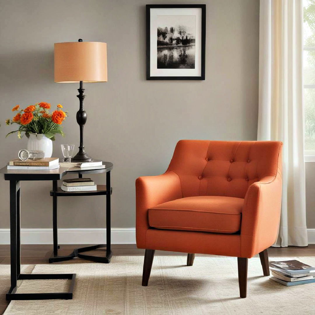 burnt orange upholstered chair