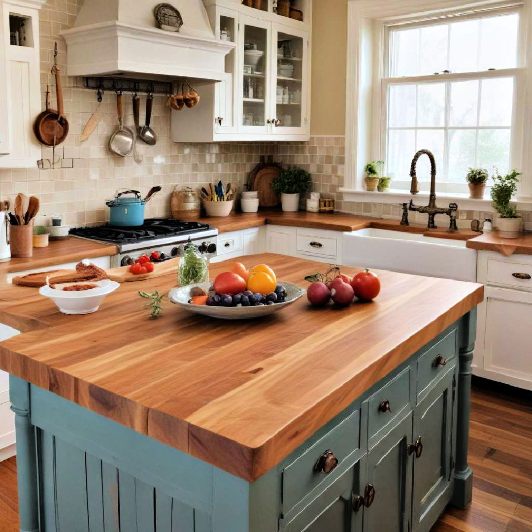 butcher block countertops for rustic warmth