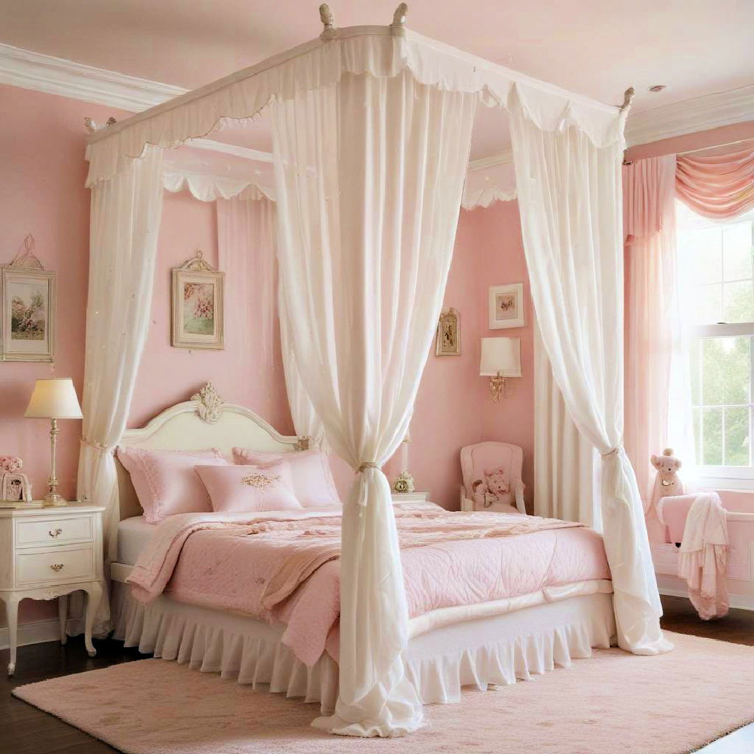 canopy bed with soft drapes