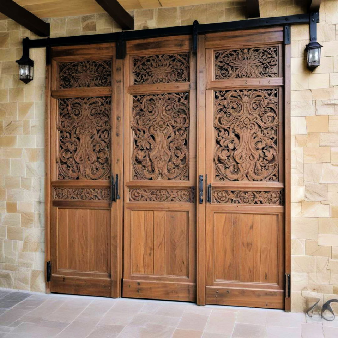 carved wooden barn doors