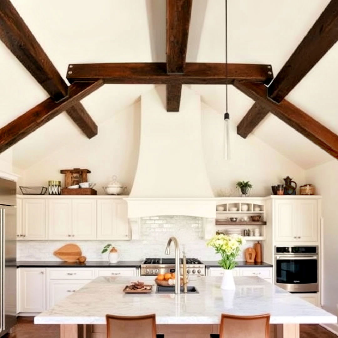 chocolate brown ceiling beams