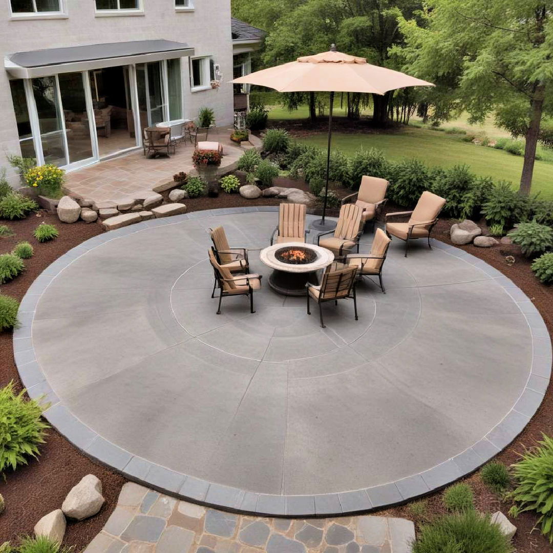 circular concrete patio