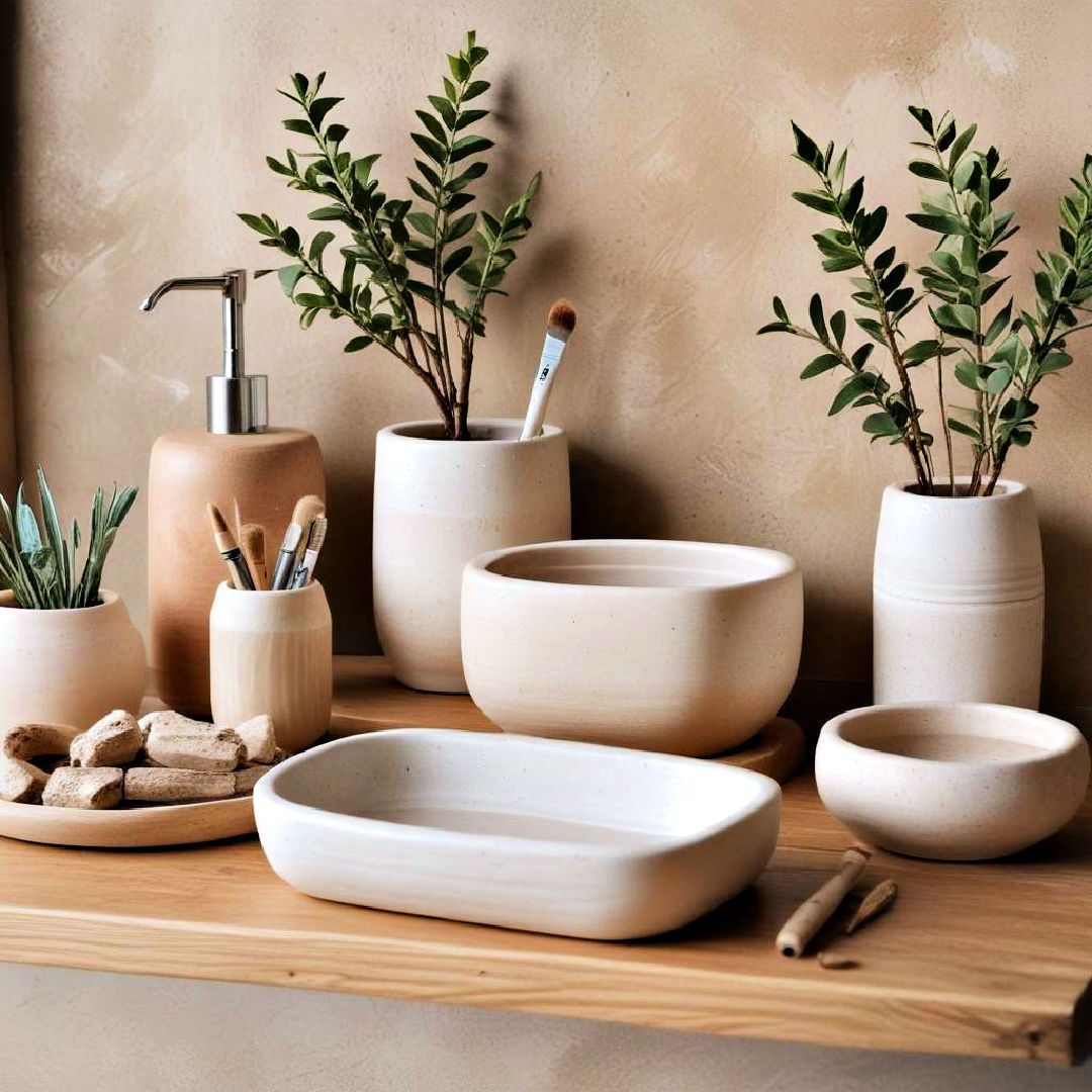 clay or ceramic accessories for an earthy feel