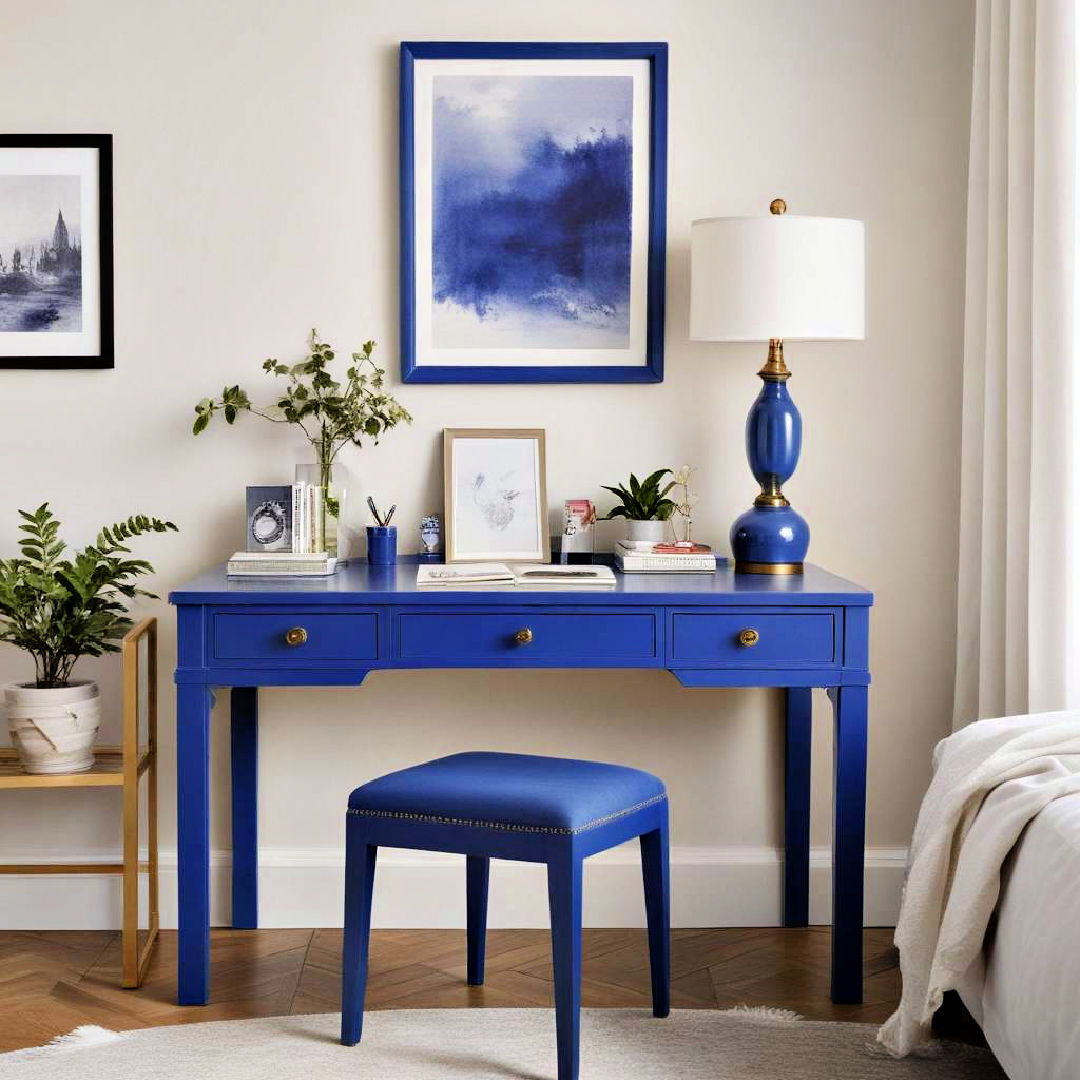 cobalt blue desk for a bold work space