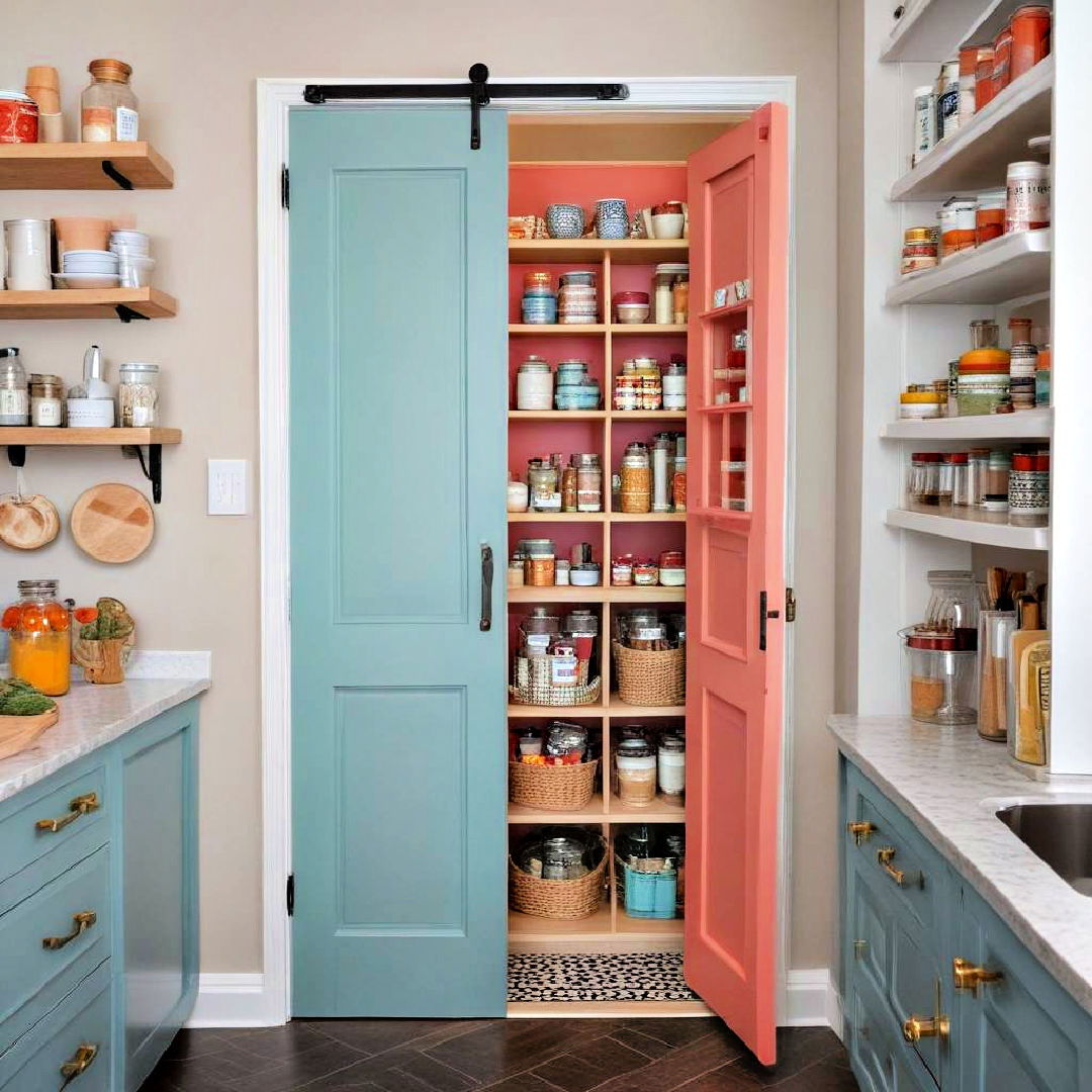 colorful painted pantry door