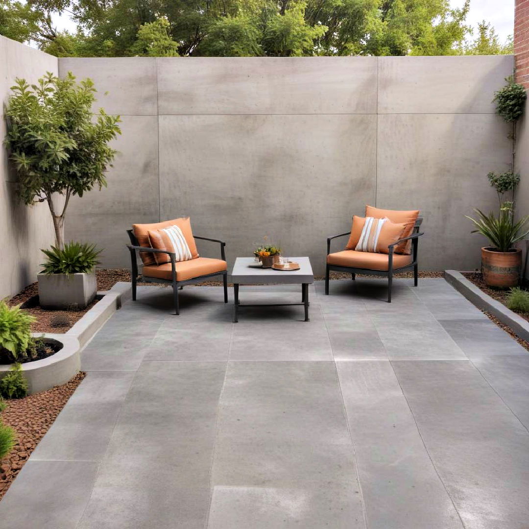 concrete patio with accent walls