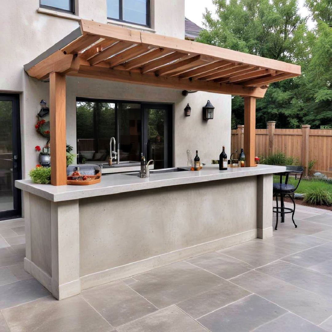 concrete patio with built in bar