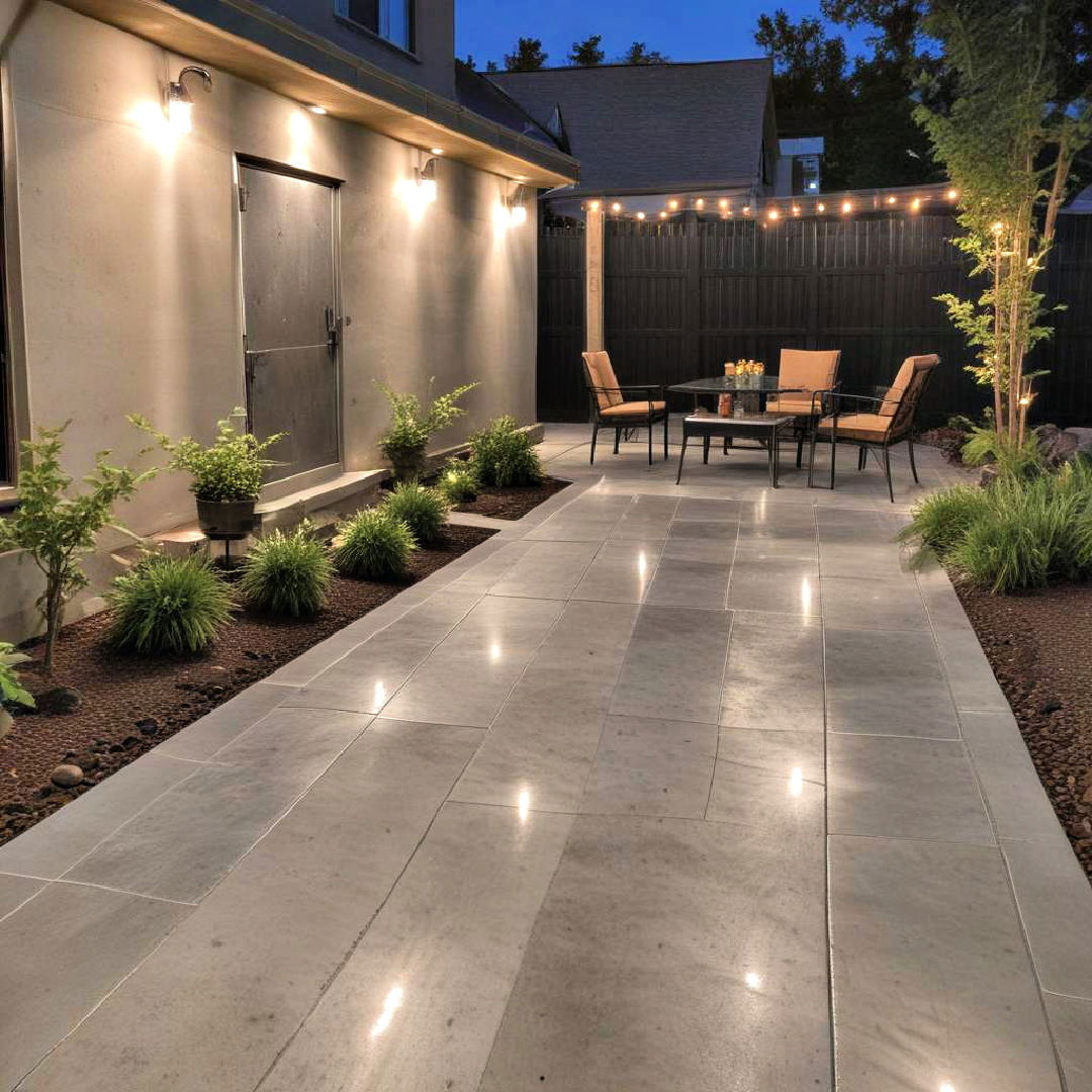 concrete patio with lighting