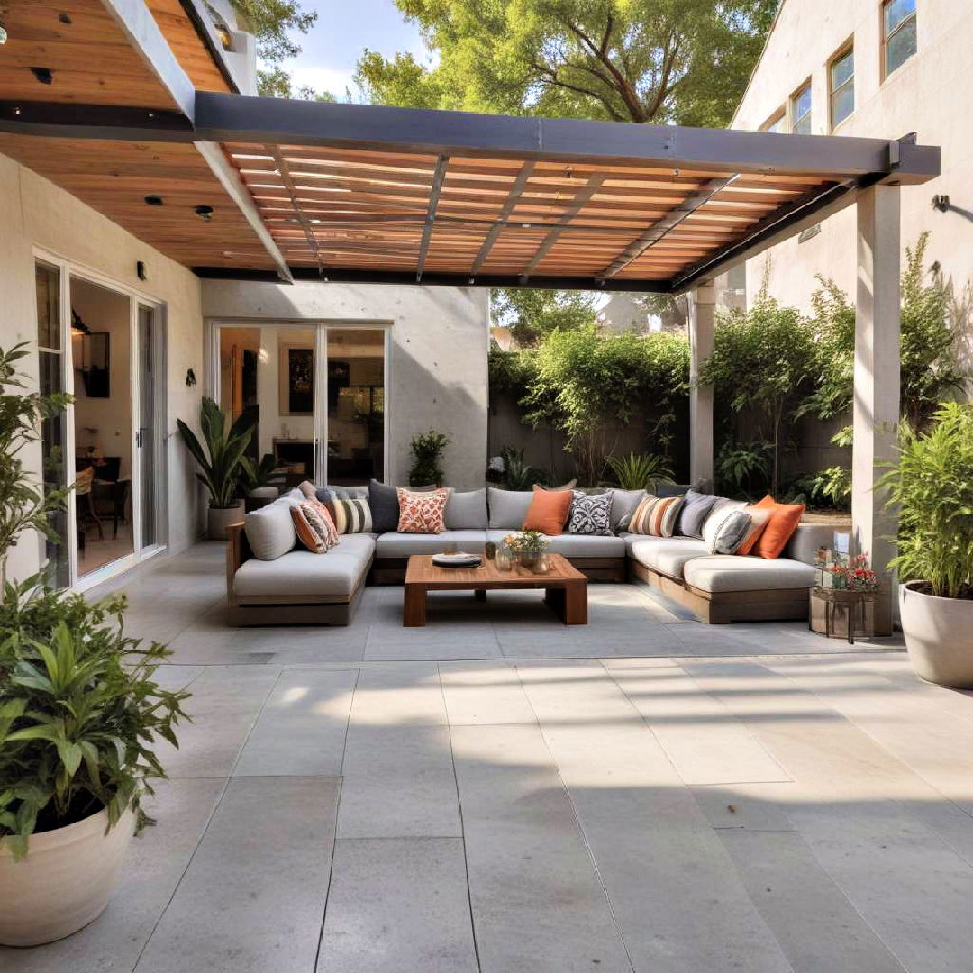 concrete patio with multi purpose space