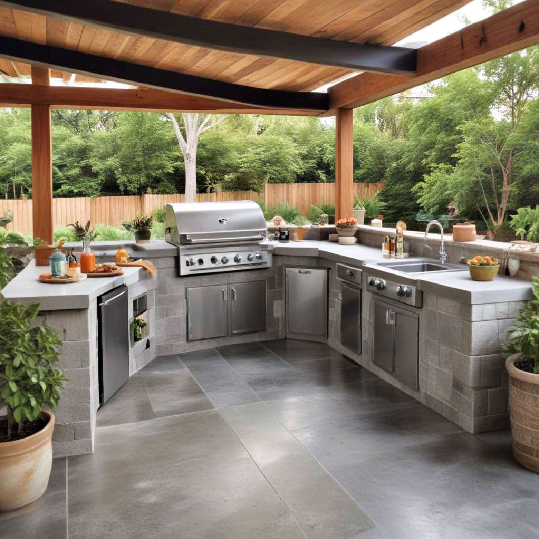 concrete patio with outdoor kitchen