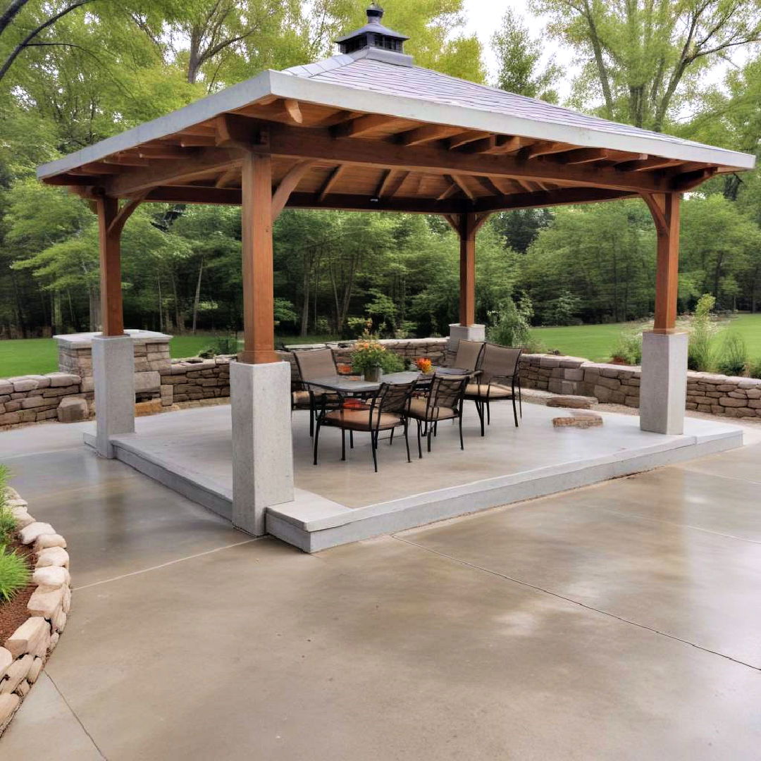 concrete patio with pavilion