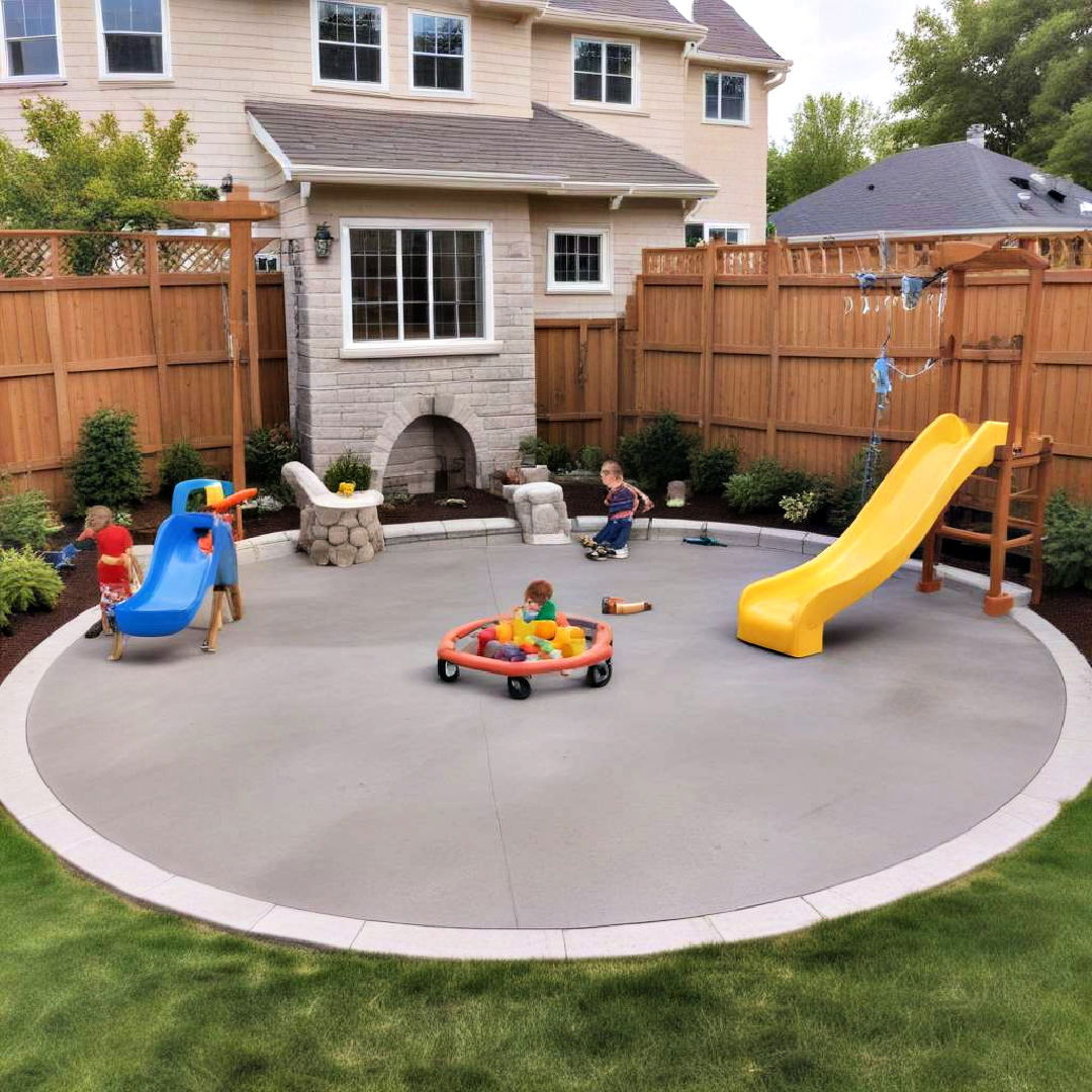 concrete patio with play area