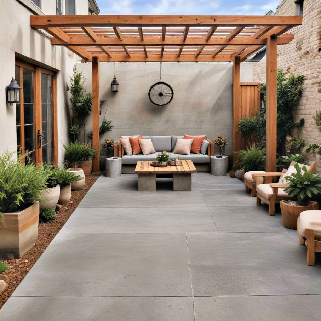 concrete patio with rustic charm