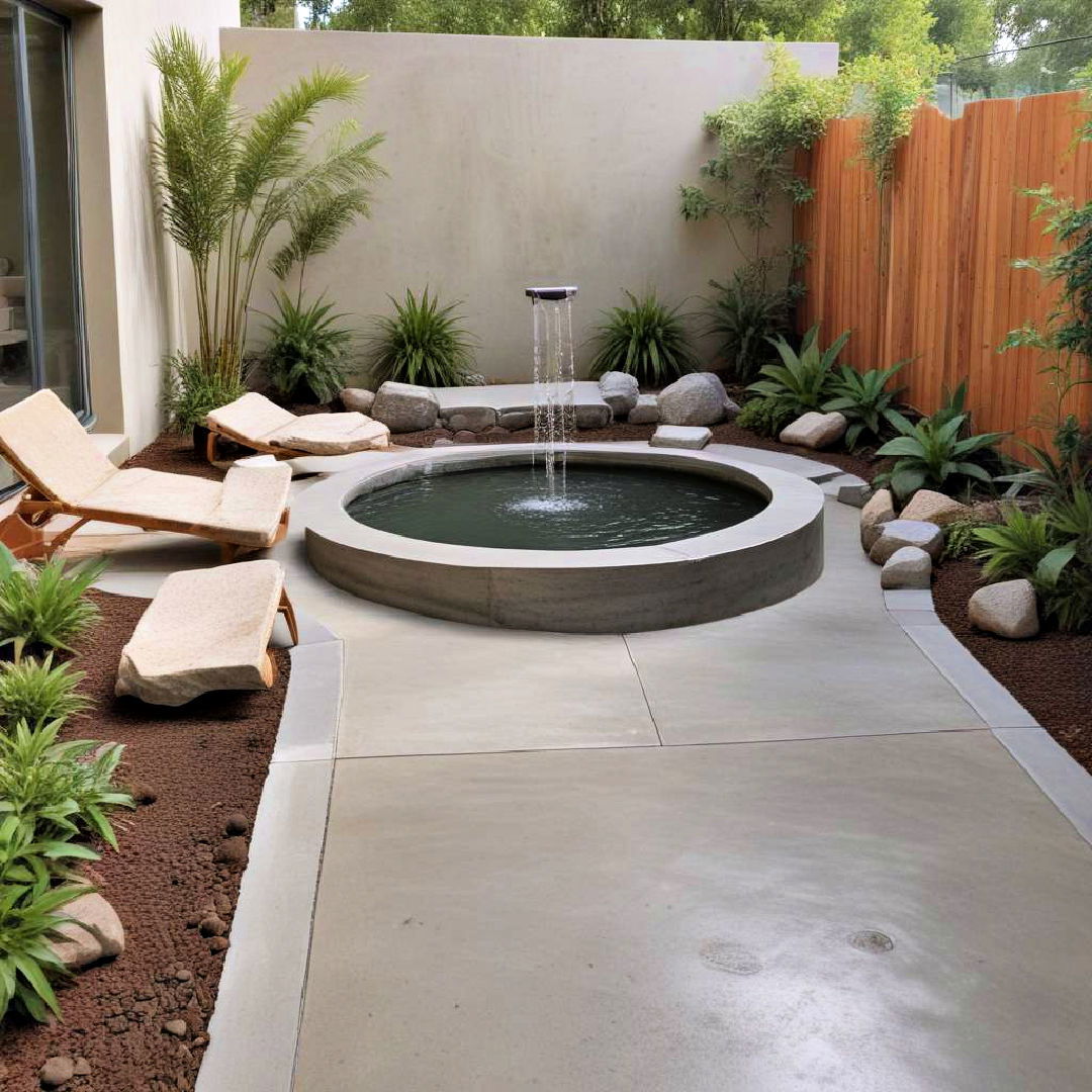 concrete patio with water feature