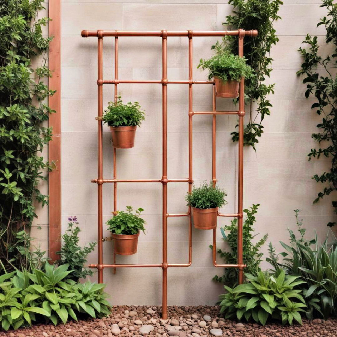 copper pipe trellis for an industrial aesthetic