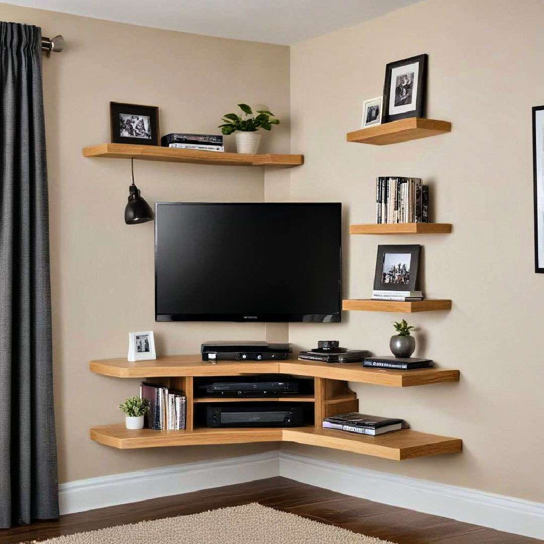 corner floating tv shelves