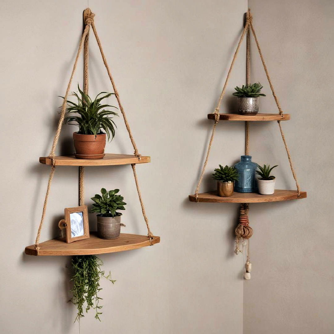 corner hanging rope shelves