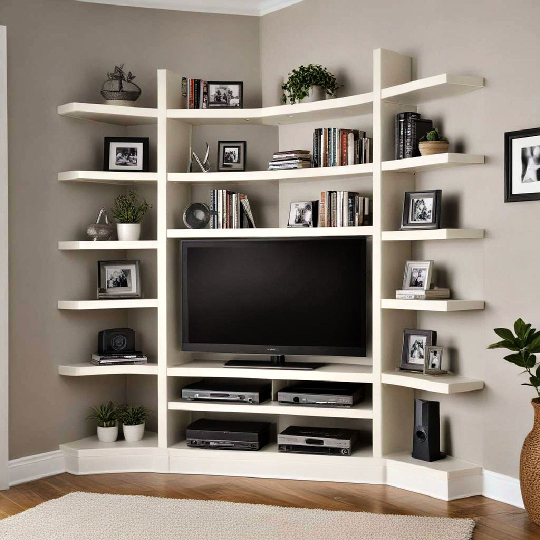 corner media shelves