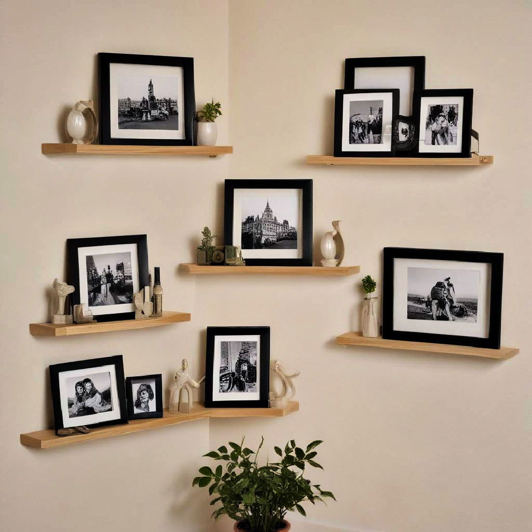 corner picture frame shelves