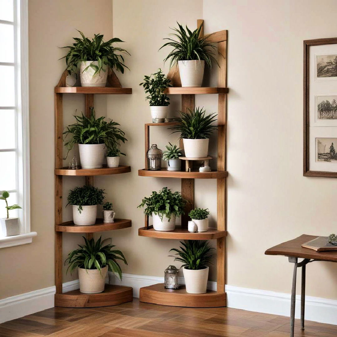 corner plant shelves