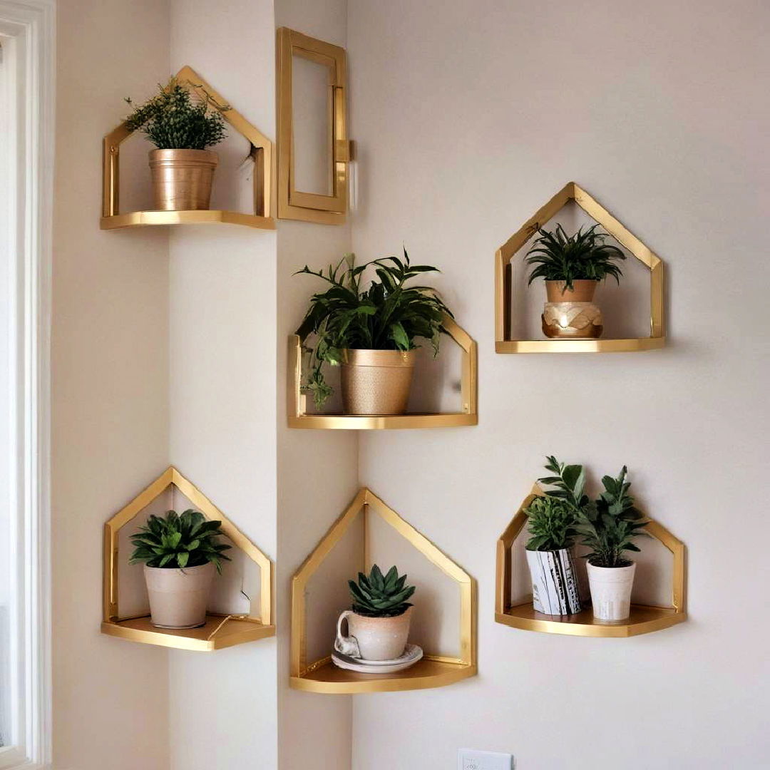 corner shelves tiny house storage