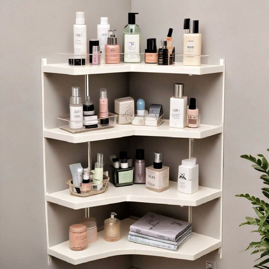 corner vanity shelves