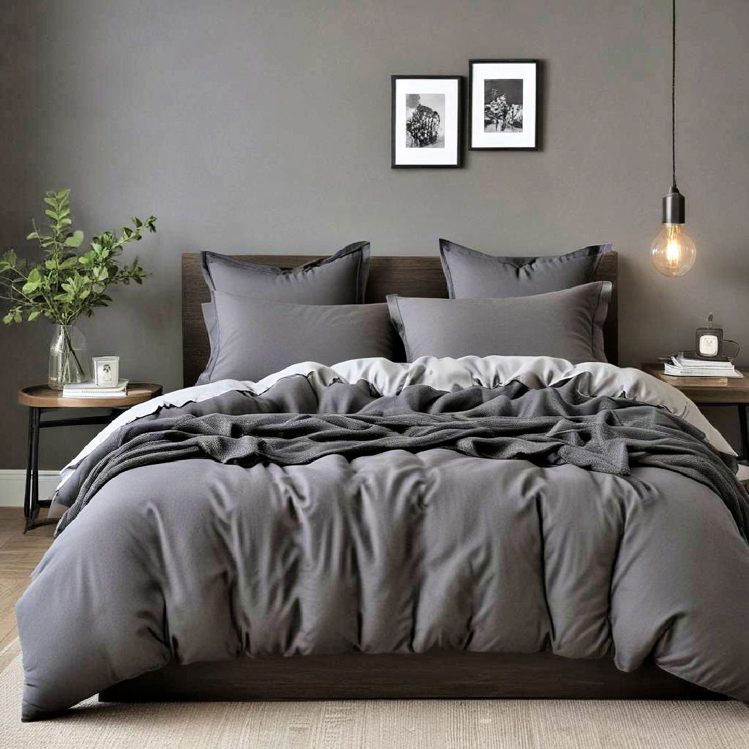 cozy dark grey bedding