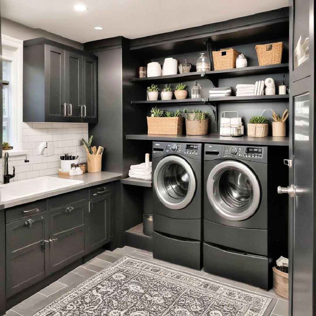 dark basement laundry room