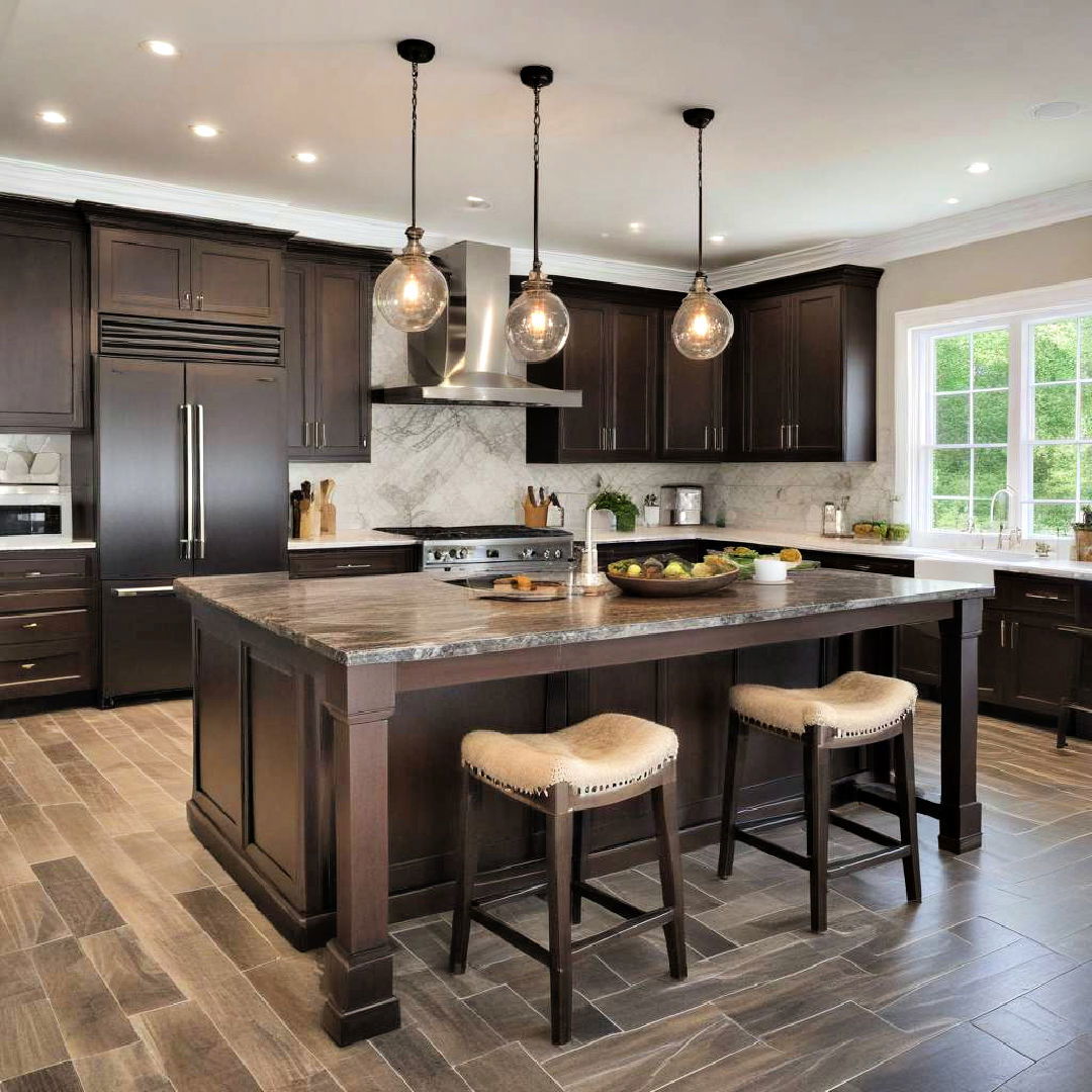 dark brown kitchen island