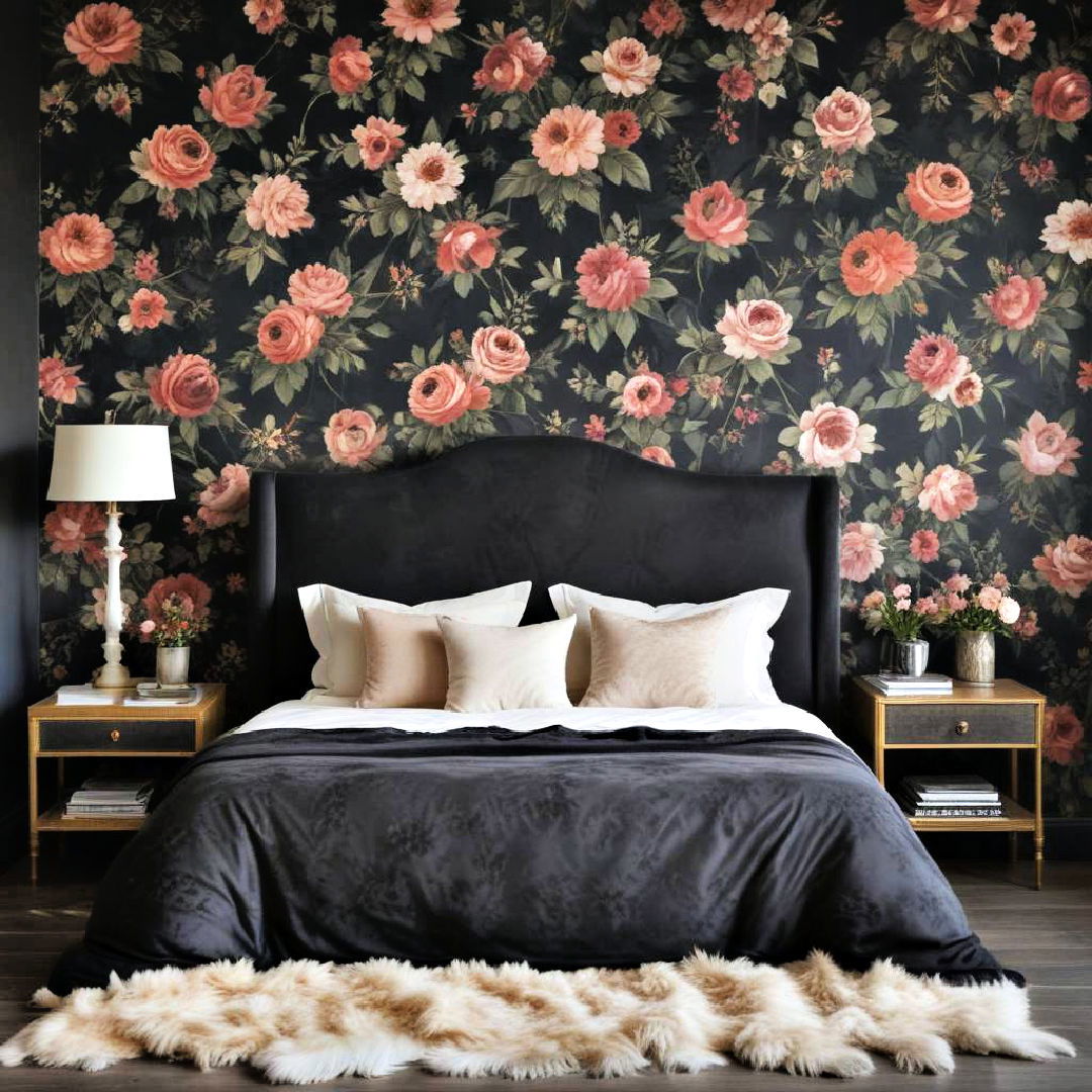 dark floral wallpaper for a romantic twist