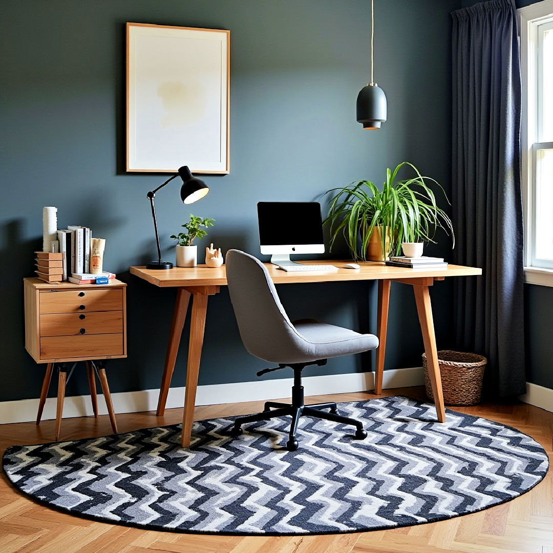 dark geometric rugs for visual interest