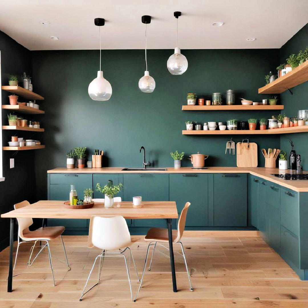 dark green accent wall for a pop of color