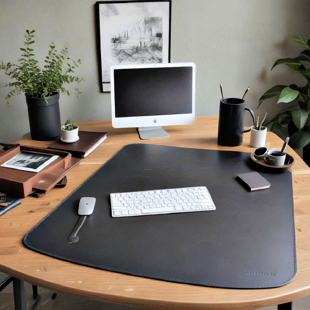 dark leather desk mat for a refined touch