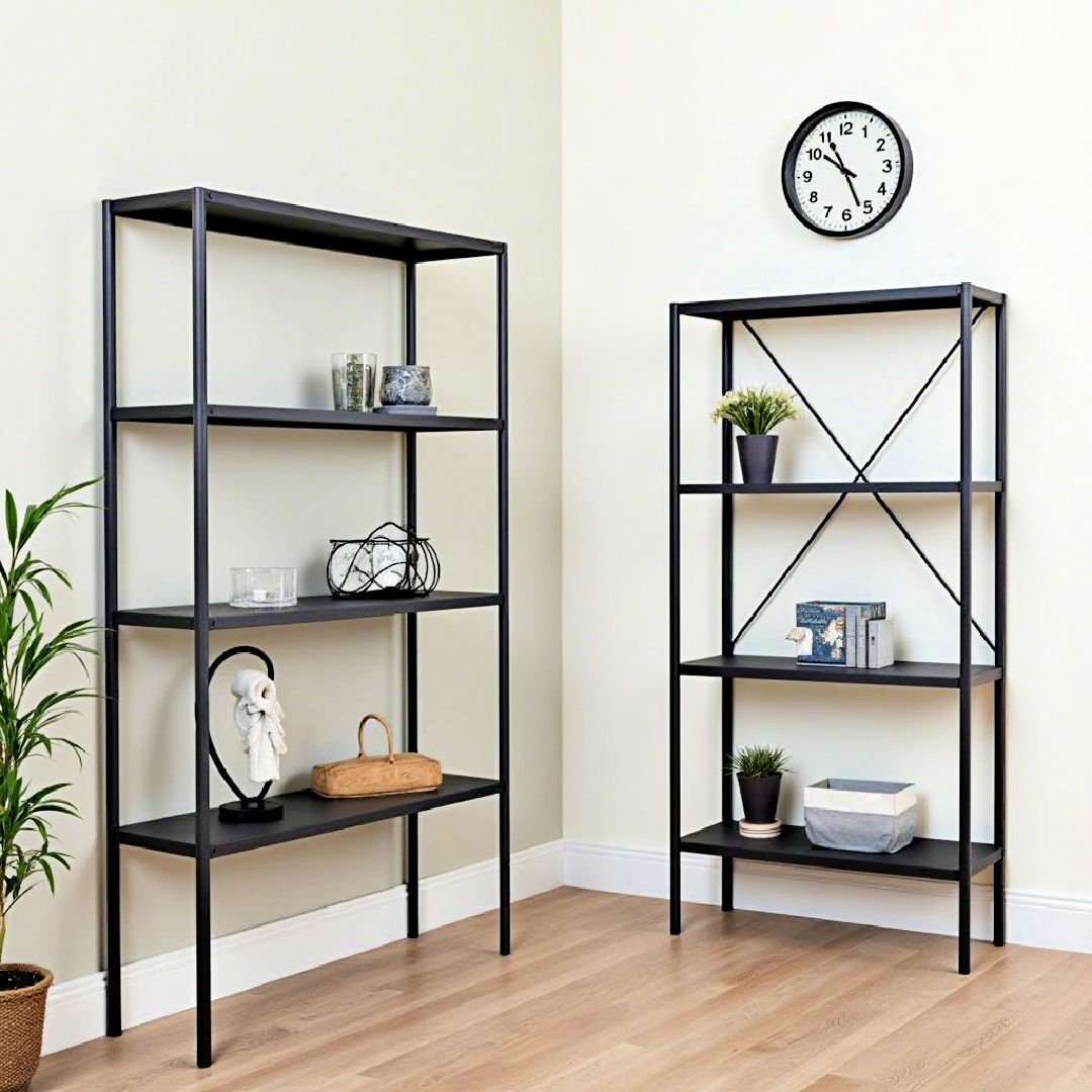 dark metal shelving units for industrial style