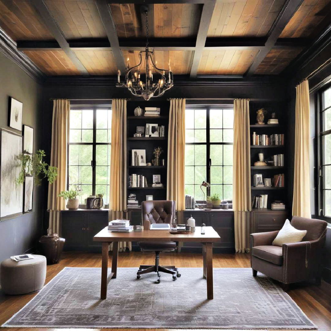 dark stained wooden ceiling beams for architectural detail