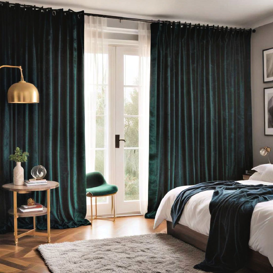 dark velvet curtains for luxurious texture