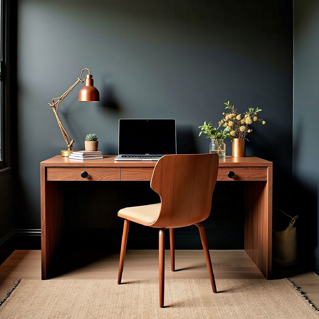 dark wood desk for a natural touch