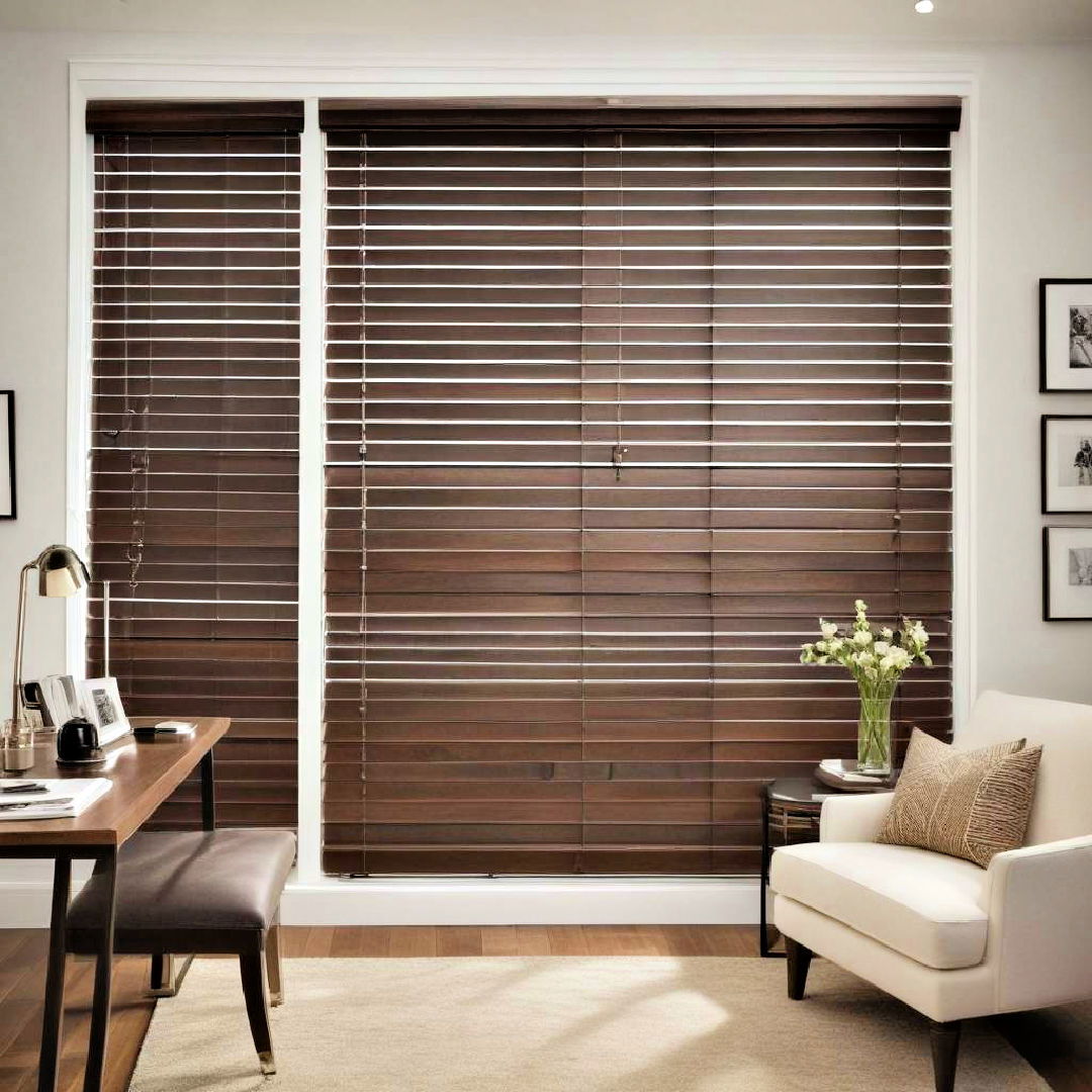 dark wooden blinds for light control