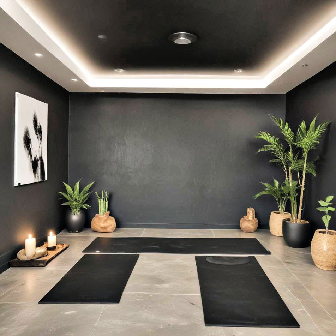 dark yoga and meditation space