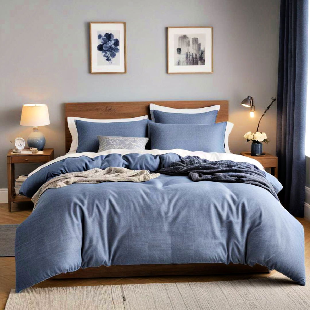 denim blue bedding for a relaxed look