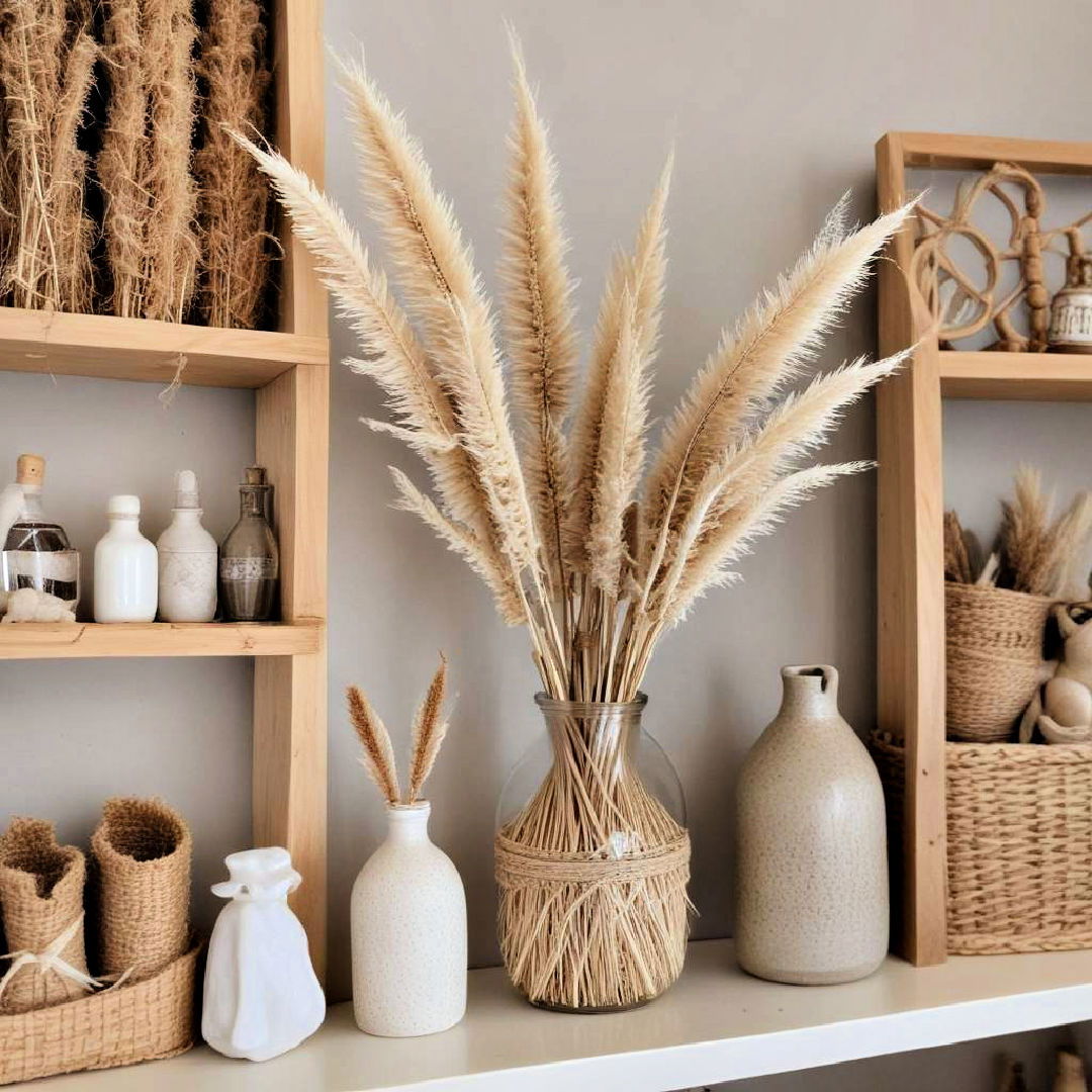 dried pampas grass in a vase