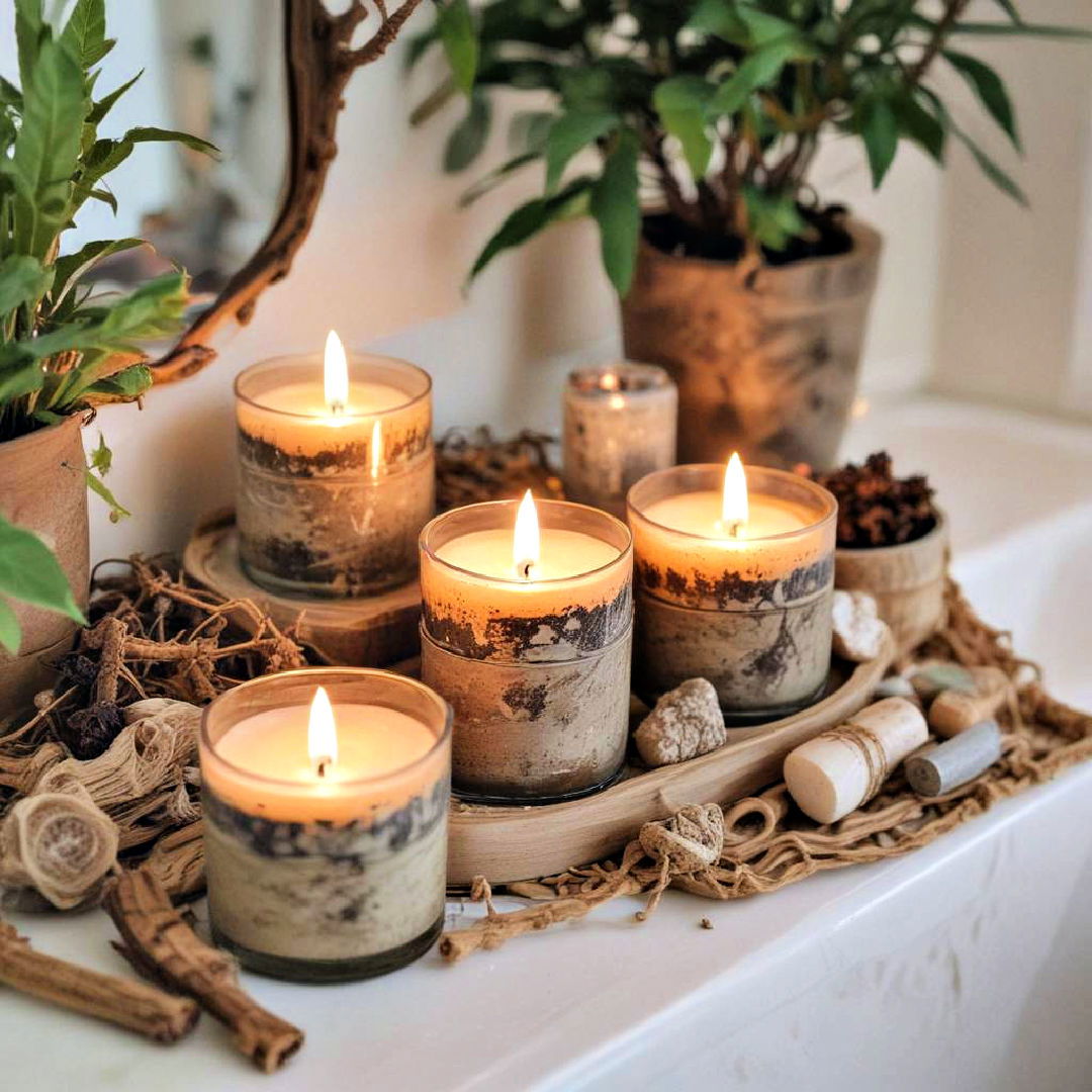 earthy candles for atmosphere and scent