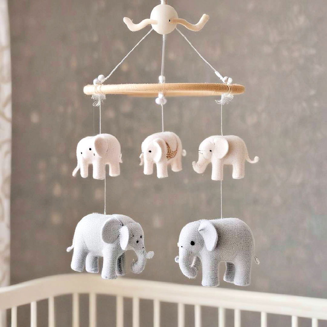 elephant themed baby mobile